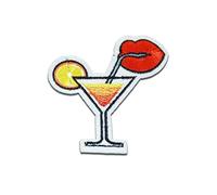Cocktail avec bouche boisson été - Ecusson thermocollant patches appliques, Taille: 7,2 x 6,4 cm