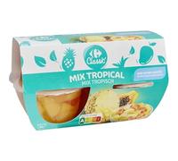 Cocktail de Fruits au Sirop Tropical Sans Sucres Ajoutés, 4 Pots de 120 g, Nutriscore A, Ananas, Papaye, Mangue et Fruit de la Passion - Lot de 3