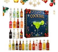 Cocktail de l'Avent 2025 - Compte à rebours de boissons, calendrier de célébration | Ensemble de décorations de Noël en acrylique de 24 jours - Décoration de bar de vacances, couronne, décoration de