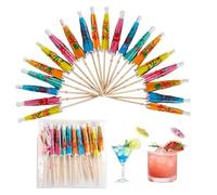 Cocktail Drink Umbrellas - Decorative Fruit Toothpicks, 10cm Cocktail Parasol Picks for Party Service, Snack Sandwich Skewers, Folding Paper Design with Natural Fiber Stem, Styling Tool for Bar