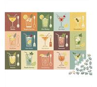 Cocktail Grid 1000 Pièces Jigsaw Puzzle Recycled Drink Illustration Senior Puzzles Party Game Props Developing Children‘s Intelligence Educational Fun 70x50cm/1000pcs