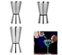Cocktail Jigger, Double Doseur en Acier Inoxydable, Mesure à Alcool, Tasse à Mesurer, 3 Pièces (15/30ml, 20/40ml, 25/50ml)