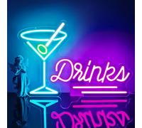 Cocktail Led Neon Mural,Bar Enseigne Lumineuse pour Déco Chambre,Drink Neon Sign Cadeau pour Bar Bedroom Restaurant Pub Man Cave Party Resturant Home Fonctionné par USB(15.8"* 11")