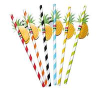 Cocktail Pailles,50 Pack Cocktail 3D Ananas Pailles Paille en Plastique pour Cocktail Boissons Tropicales Fête D'anniversaire Mariage Célébration Fête