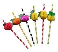 Cocktail Pailles, 50 Pièces Pailles à Cocktail 3D en Papier Ananas pour Fête D'Anniversaire