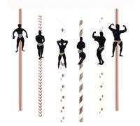 Cocktail Pailles,Pailles en Papier 30 PCS 3D Muscle Homme Pailles Recyclables pour Boissons Décoration de Cocktail de mariage d'anniversaire 19.7CM