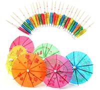 Cocktail Parapluies,Décoration de Cocktail en Papier 50Pcs 10cm Mini Parasols Boisson pour Cocktail Boissons Tropicales Étiquette de Fruits Étiquette À Vin Assortiment de Couleurs