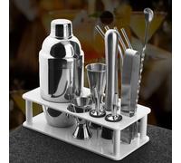 Cocktail Shaker, 12 pièces cocktail professionnel, kit cocktail en acier inoxydable pour barman professionnel, home martini shaker, avec support