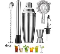Cocktail Shaker, inoxydable - 750 ml - Accessoire de barman professionnel - Pour la maison, le bar, la fête, 6pcs