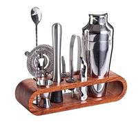 Cocktail Shaker Kit Ensemble De Shaker À Cocktail en Acier Inoxydable De 10 Pièces avec Kit De Barman pour Les Bars À La Maison en Plein Air Shakers À Cocktails(Blue,Silver)