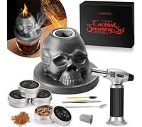 Cocktail Smoker Kit with Torch, Whiskey Smoker Infuser Kit with Gift Box, Bourbon Whiskey Set Gift for Men,Skull Old Fashioned Smoker Kit for Your Friends, Husband, Dad.（No Butane）