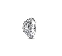 Cocktail Sterling Silver Ring with Clear Cubic Zirconia