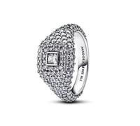 Cocktail Sterling Silver Ring with Clear Cubic Zirconia