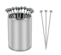 Cocktail Sticks Steel Halter-Set, 12 Metall Zahnstocher Cocktail Wiederverwendbar Edelstahl Dekorative Zahnstocher für Vorspeisen für Sandwiches, BBQ-Snacks, Cocktails