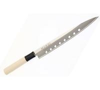 Cocktail7 Couteau Japonais Yanagiba Sashimi Sushi Couteaux de Cuisine poissons Japon Acier Inoxydable Lame 21 cm Fabriqué au Japon (Avec Alvéoles)