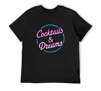 Cocktails and Dreams Retro 80S Cocktail Tom Cruise Movie Film T-Shirt Mens Unisex Black Tees L