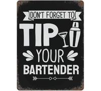 Cocktails Bar Decor Vintage Metal Tin Sign Funny Don't Forget To Tip Your Bartender Sign For Man Cave 8x12 Inch