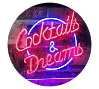 Cocktails & Dreams Bar Beer Wine Drink Pub Club Dual Color LED Enseigne Lumineuse Neon Sign Bleu et rouge 400 x 300mm st6s43-i2079-br