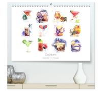 Cocktails Kalender mit Rezept (hochwertiger Premium Wandkalender 2026 DIN A2 quer), Kunstdruck in Hochglanz: Originelle Aquarellillustrationen von Julia Gavrilova