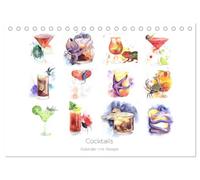 Cocktails Kalender mit Rezept (Tischkalender 2026 DIN A5 quer), CALVENDO Monatskalender: Originelle Aquarellillustrationen von Julia Gavrilova