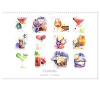 Cocktails Kalender mit Rezept (Wandkalender 2026 DIN A3 quer), CALVENDO Monatskalender: Originelle Aquarellillustrationen von Julia Gavrilova