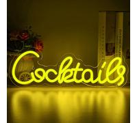 Cocktails néon panneau Cocktails néon Bar Cocktail Martini Neon Wall Light Bar Light for Pub, Bar à bière, café shop, Man Cave (jaune citron)