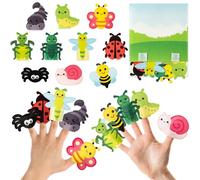 COcnny Marionnettes à doigts d'insectes, 11 poupées en feutre avec sac de rangement, kit de bricolage pour enfants, fabrication de jouets pour raconter des histoires, jeu de rôle d'animaux