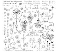 Coco Berming 3 Feuilles Côte Sableuse Tatouage Éphémère, Tatoo Temporaire, Faux Tatouage Imperméables pour Activités Quotidiennes, Vacances, Fêtes et Séjours à Plage (Noir)