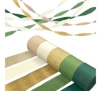 Coco Berming 5 Rouleaux Papier Crépon, Papel Crepe, Sage Green Crepe Paper pour Mariages, Fêtes, Thèmes et Décorations Jungle (Multicolore)