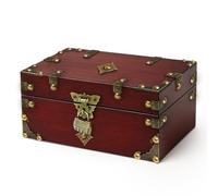 Coco Berming Coffre au Trésor Vintage avec Serrure à Combinaison, 24 x 17 x 9.5 cm Boîte à Bijoux, Boîte de Rangement, Accessoires Escape Game, Coffret Collection, Décoration (Rouge-brun)