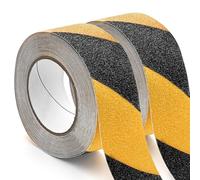 Coco Berming Ruban Adhésif Antidérapant 50mm x 10m, Bande Antidérapante, Ruban de Sécurité pour Escaliers, Marches, Rampes et Sols intérieurs et extérieurs (noir/jaune)