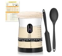 Coco Bird Kit Levain, Bocal à Levain 1,5 L, Thermomètre, Noir, Lot de 1 | Kit pain au levain complet : bocal en verre 1,5 L, grande ouverture, suivi de la pousse, 2 couvercles, guide de 17 recettes