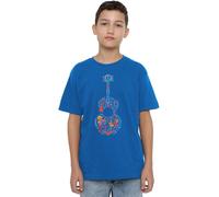 Coco Colorful Guitar with Ernesto, Miguel and Hector Unisex Kids T Shirt, Bleu Marine, 3-4 Ans Garçon