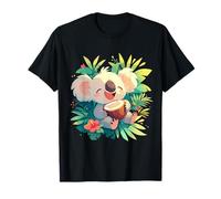 Coco Koala Ours coloré Oeuvre d'art florale amateur de noix de coco T-Shirt