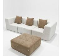 Coco Living Eden Complet | Canapé d’Angle Convertible 3 Places avec Méridienne | Largeur 270 cm | Design Moderne | Confort Premium (Blanc Beige)