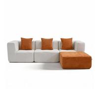 Coco Living Eden Complet | Canapé d’Angle Convertible 3 Places avec Méridienne | Largeur 270 cm | Design Moderne | Confort Premium (Blanc Orange)