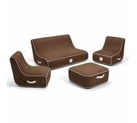 Coco Lounge Pack Salon de Jardin Gonflable Design Complet - Pouf - Transat - 2 Sièges - Mobilier pour Amenagement Balcon Terrasse - Extérieur (Moka)