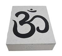 Coco Papaya Boîte en bois symbole Ôm (Aum) 30x24cm - Coloris Noir & Blanc