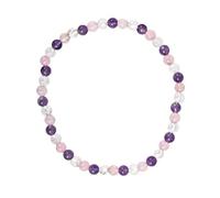 Coco Papaya Bracelet Multipierres Améthyste/Quartz Rose/Cristal de Roche grade A - boules 4mm