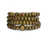 Coco Papaya Bracelet Tibétain, Mala en perles de bois 6mm vert
