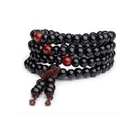 Coco Papaya Bracelet Tibétain, Mala en perles de bois noir 6mm + noeud sans fin