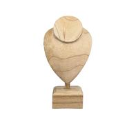 Coco Papaya Buste présentoir à colliers sur pied en bois massif brut 30cm