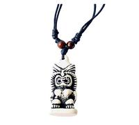 Coco Papaya Collier polynésien avec pendentif Tiki blanc
