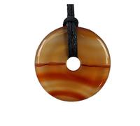 Coco Papaya Donut ou Pi Chinois en Cornaline Translucide 30mm + Cordon - Pendentif ou Bracelet