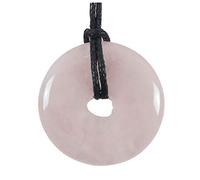 Coco Papaya Donut ou Pi Chinois en Quartz Rose 30mm + cordon - Pendentif ou bracelet