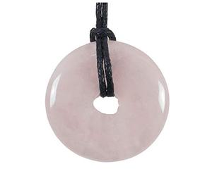 Coco Papaya Donut ou Pi Chinois en Quartz Rose 30mm + cordon - Pendentif ou bracelet