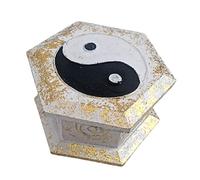 Coco Papaya Écrin pour bijoux en bois motif Yin Yang 9cm