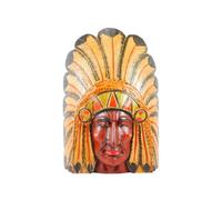 Coco Papaya Grand masque de chef indien américain avec coiffe de plumes - bois peint 50cm
