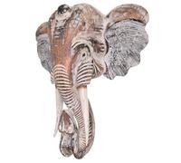 Coco Papaya Grande tête d'éléphant murale en bois 50cm | Style trophée de chasse