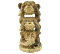 Coco Papaya Les 3 singes de la Sagesse 40cm. Statue en Bois Brut Grand Format